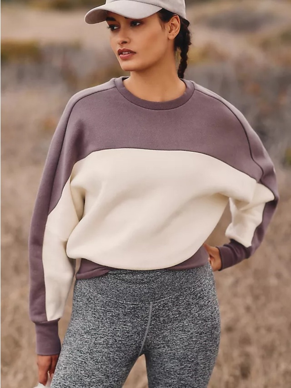 Beyond Yoga Woodland Colorblock Line it Up Sweatshirt Outdoor Workout Medium